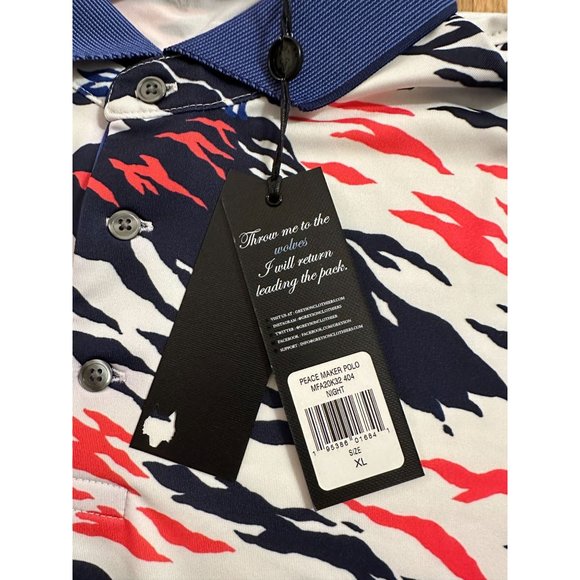 New Greyson Peace Maker Golf Polo Shirt Mens XL Jungle Theme Print Performance - Picture 6 of 9